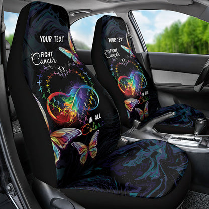 Fight Cancer In All Colors Personalized Car Seat Cover Whimsical Butterflies