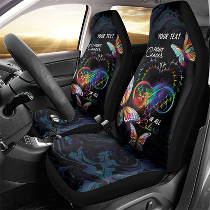 Fight Cancer In All Colors Personalized Car Seat Cover Whimsical Butterflies