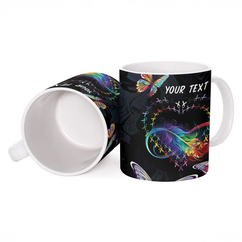 Fight Cancer In All Colors Personalized Ceramic Mug Whimsical Butterflies