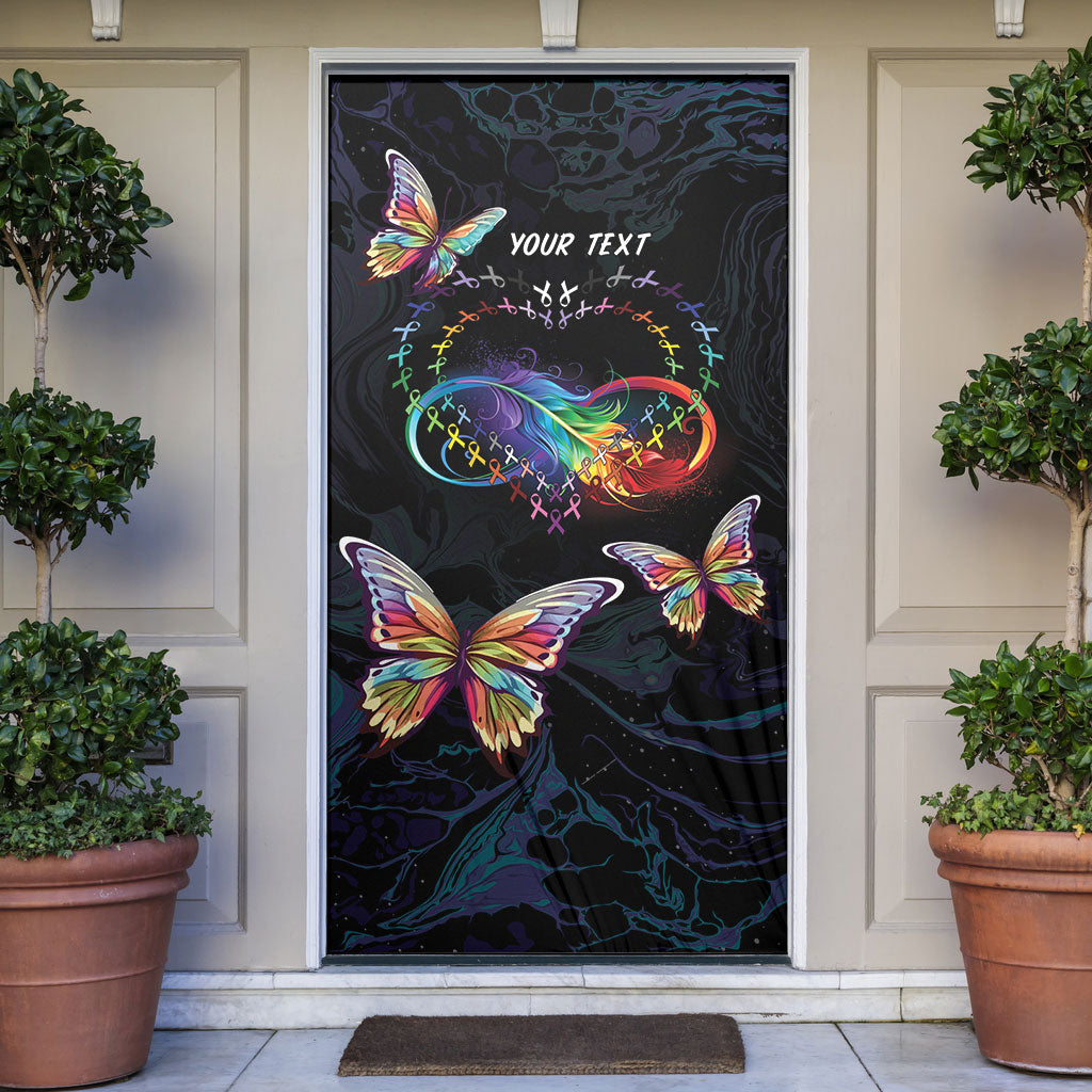Fight Cancer In All Colors Personalized Door Cover Whimsical Butterflies