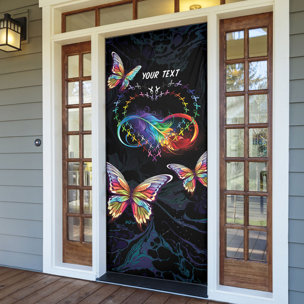 Fight Cancer In All Colors Personalized Door Cover Whimsical Butterflies