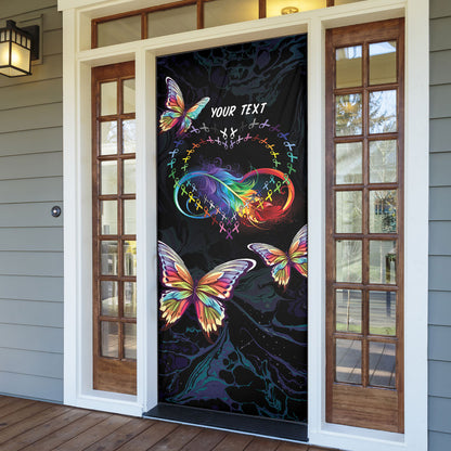 Fight Cancer In All Colors Personalized Door Cover Whimsical Butterflies