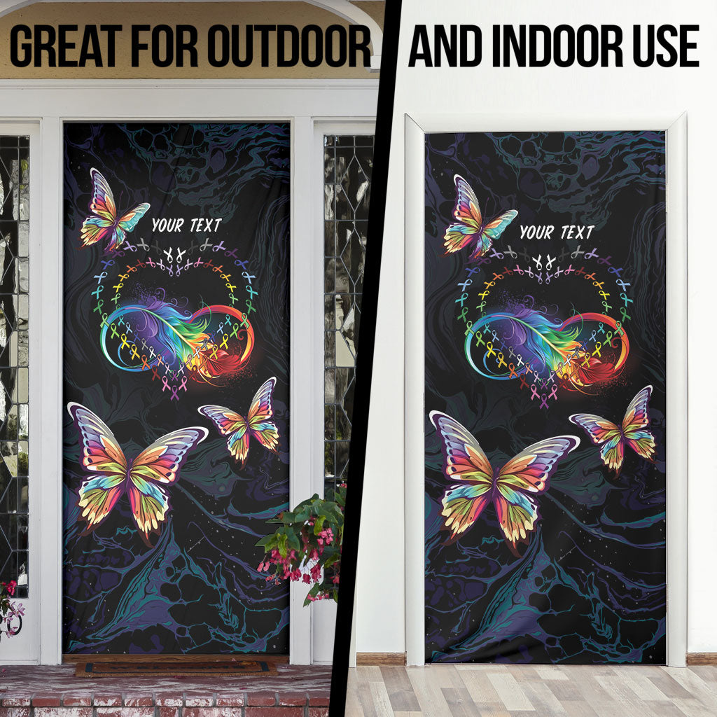 Fight Cancer In All Colors Personalized Door Cover Whimsical Butterflies