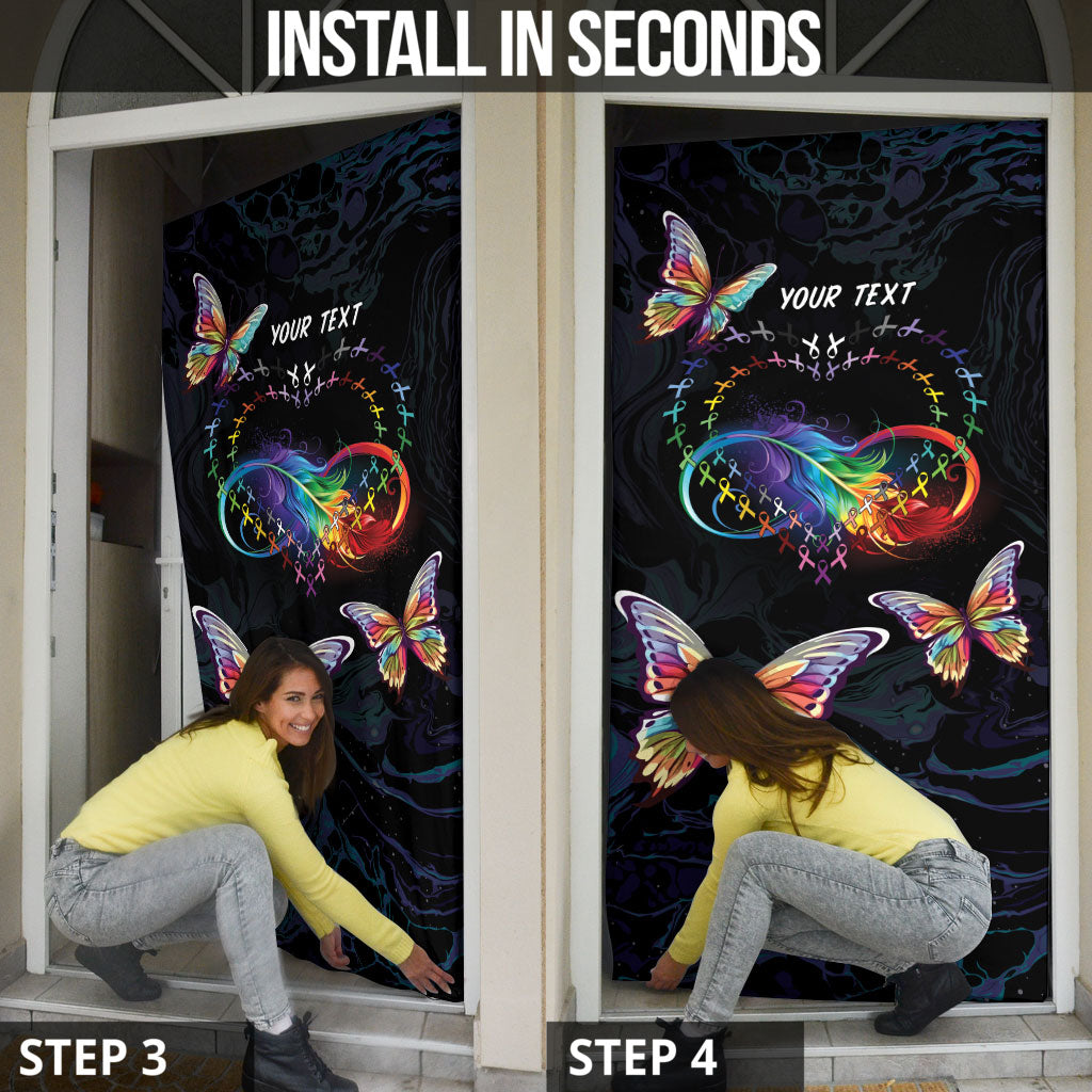 Fight Cancer In All Colors Personalized Door Cover Whimsical Butterflies