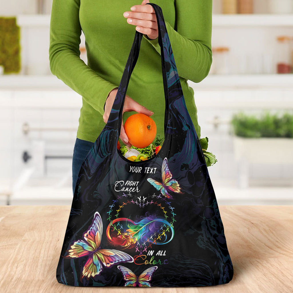 Fight Cancer In All Colors Personalized Grocery Bag Whimsical Butterflies