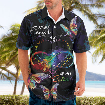 Fight Cancer In All Colors Personalized Hawaiian Shirt Whimsical Butterflies