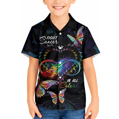 Fight Cancer In All Colors Personalized Hawaiian Shirt Whimsical Butterflies