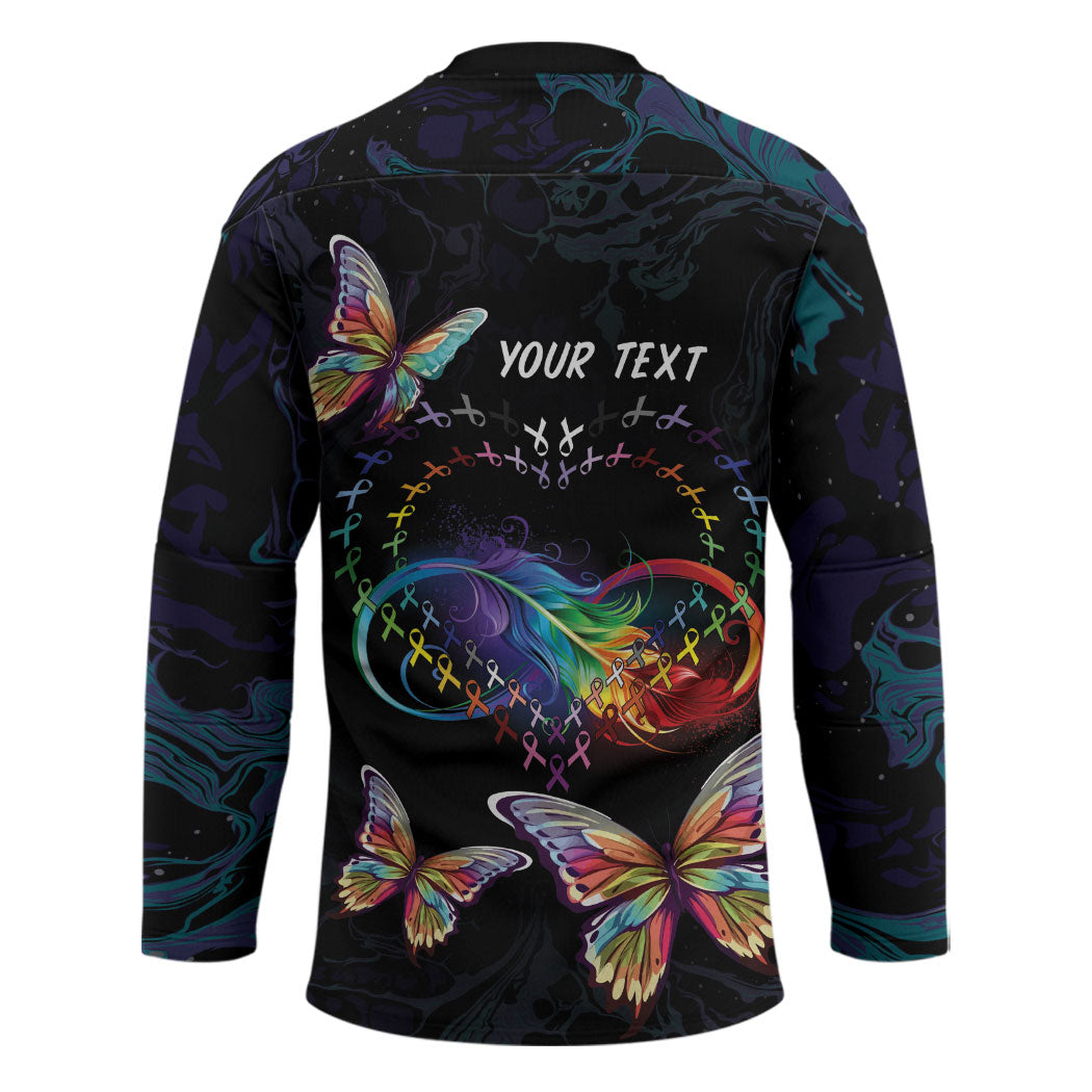 Fight Cancer In All Colors Personalized Hockey Jersey Whimsical Butterflies