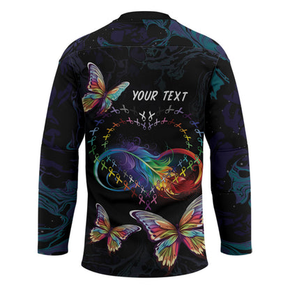 Fight Cancer In All Colors Personalized Hockey Jersey Whimsical Butterflies