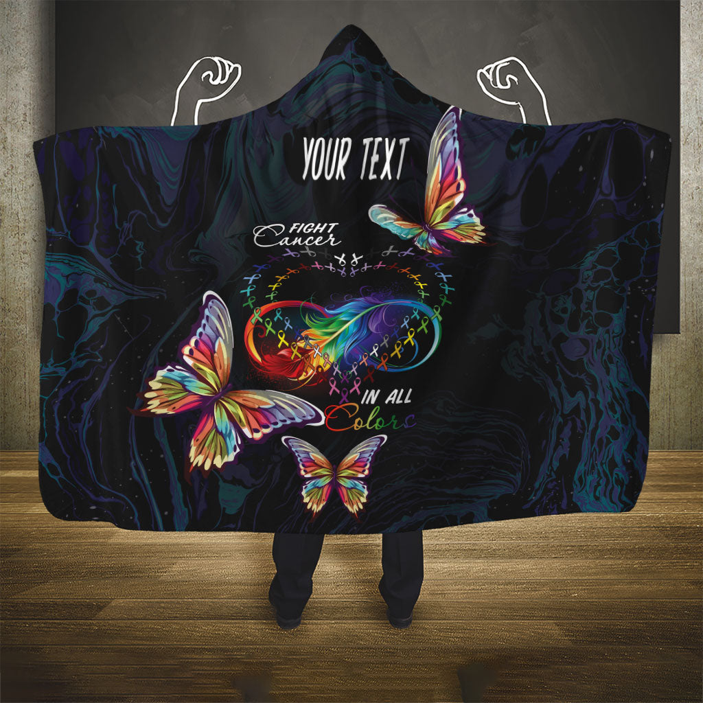 Fight Cancer In All Colors Personalized Hooded Blanket Whimsical Butterflies