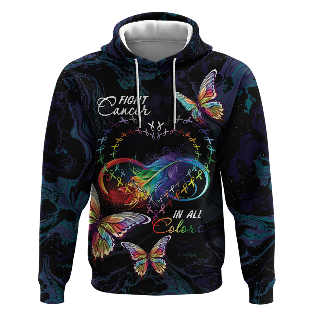 Fight Cancer In All Colors Personalized Hoodie Whimsical Butterflies