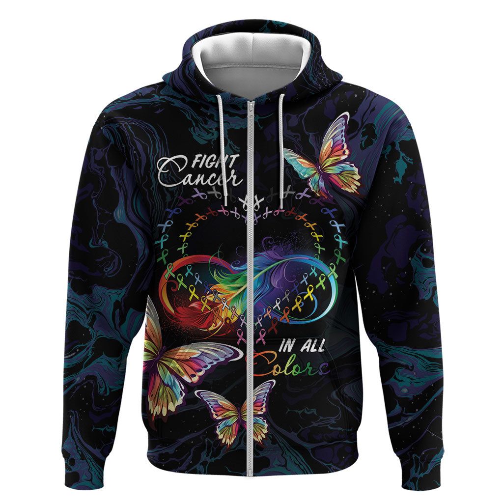 Fight Cancer In All Colors Personalized Hoodie Whimsical Butterflies