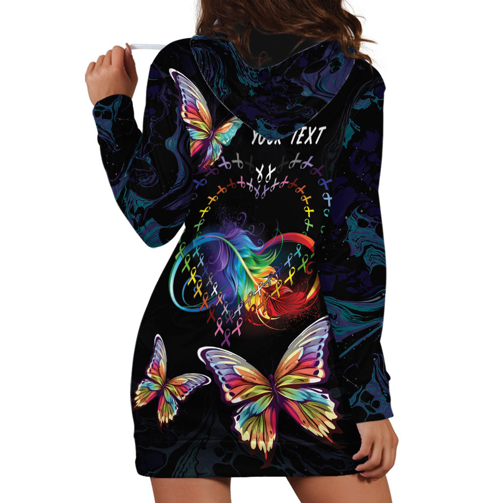 Fight Cancer In All Colors Personalized Hoodie Dress Whimsical Butterflies