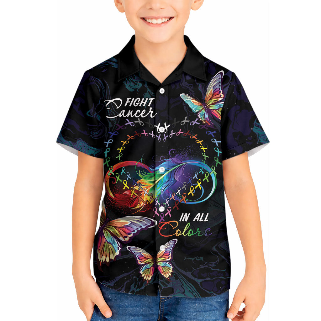 Fight Cancer In All Colors Personalized Kid Hawaiian Shirt Whimsical Butterflies