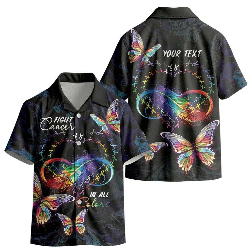 Fight Cancer In All Colors Personalized Kid Hawaiian Shirt Whimsical Butterflies