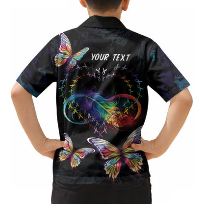 Fight Cancer In All Colors Personalized Kid Hawaiian Shirt Whimsical Butterflies
