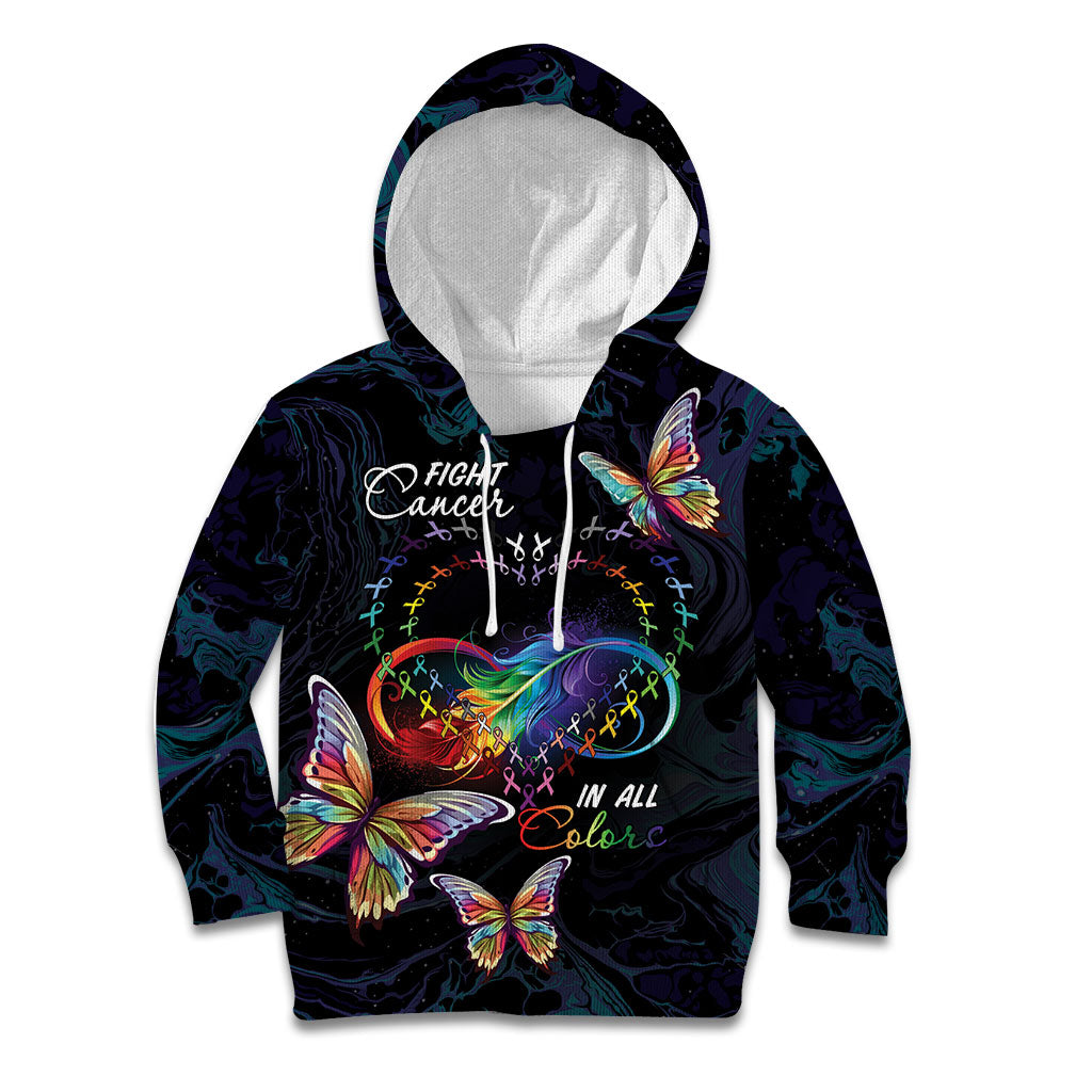 Fight Cancer In All Colors Personalized Kid Hoodie Whimsical Butterflies