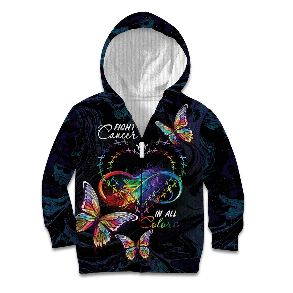 Fight Cancer In All Colors Personalized Kid Hoodie Whimsical Butterflies