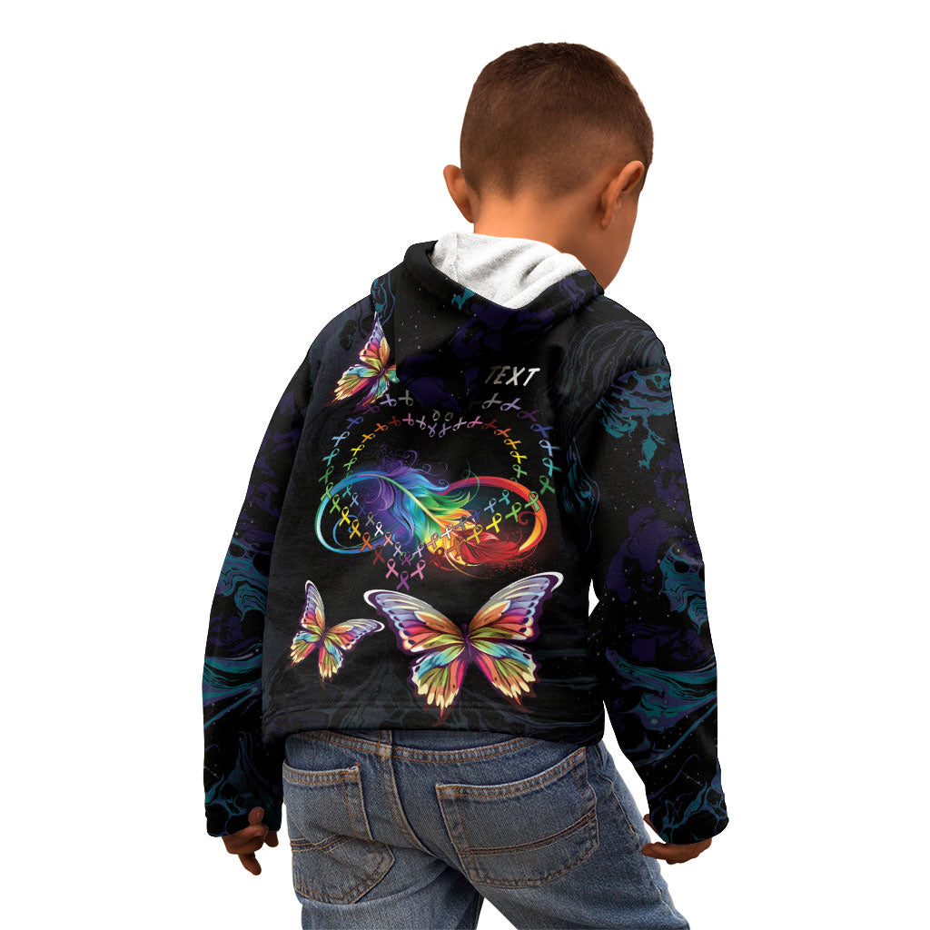 Fight Cancer In All Colors Personalized Kid Hoodie Whimsical Butterflies