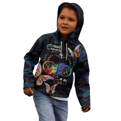 Fight Cancer In All Colors Personalized Kid Hoodie Whimsical Butterflies