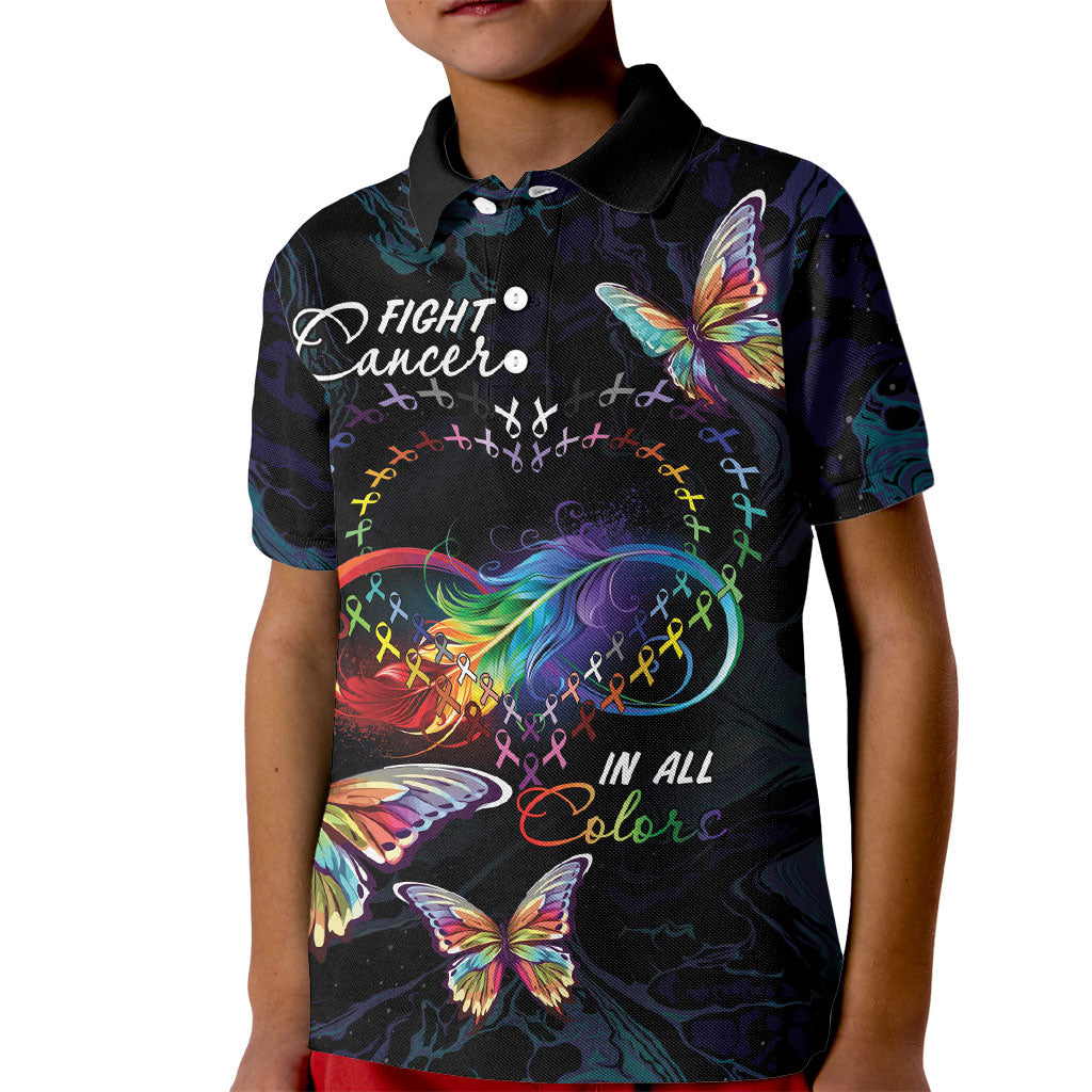 Fight Cancer In All Colors Personalized Kid Polo Shirt Whimsical Butterflies