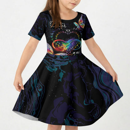 Fight Cancer In All Colors Personalized Kid Short Sleeve Dress Whimsical Butterflies