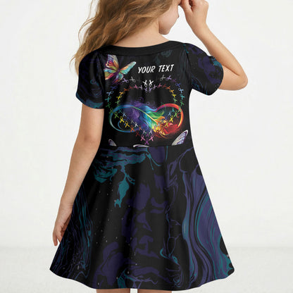 Fight Cancer In All Colors Personalized Kid Short Sleeve Dress Whimsical Butterflies