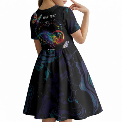 Fight Cancer In All Colors Personalized Kid Short Sleeve Dress Whimsical Butterflies