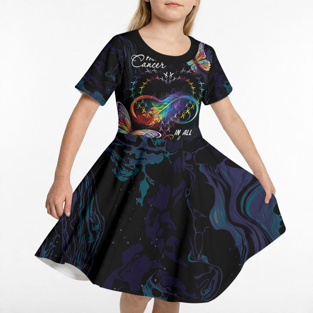 Fight Cancer In All Colors Personalized Kid Short Sleeve Dress Whimsical Butterflies