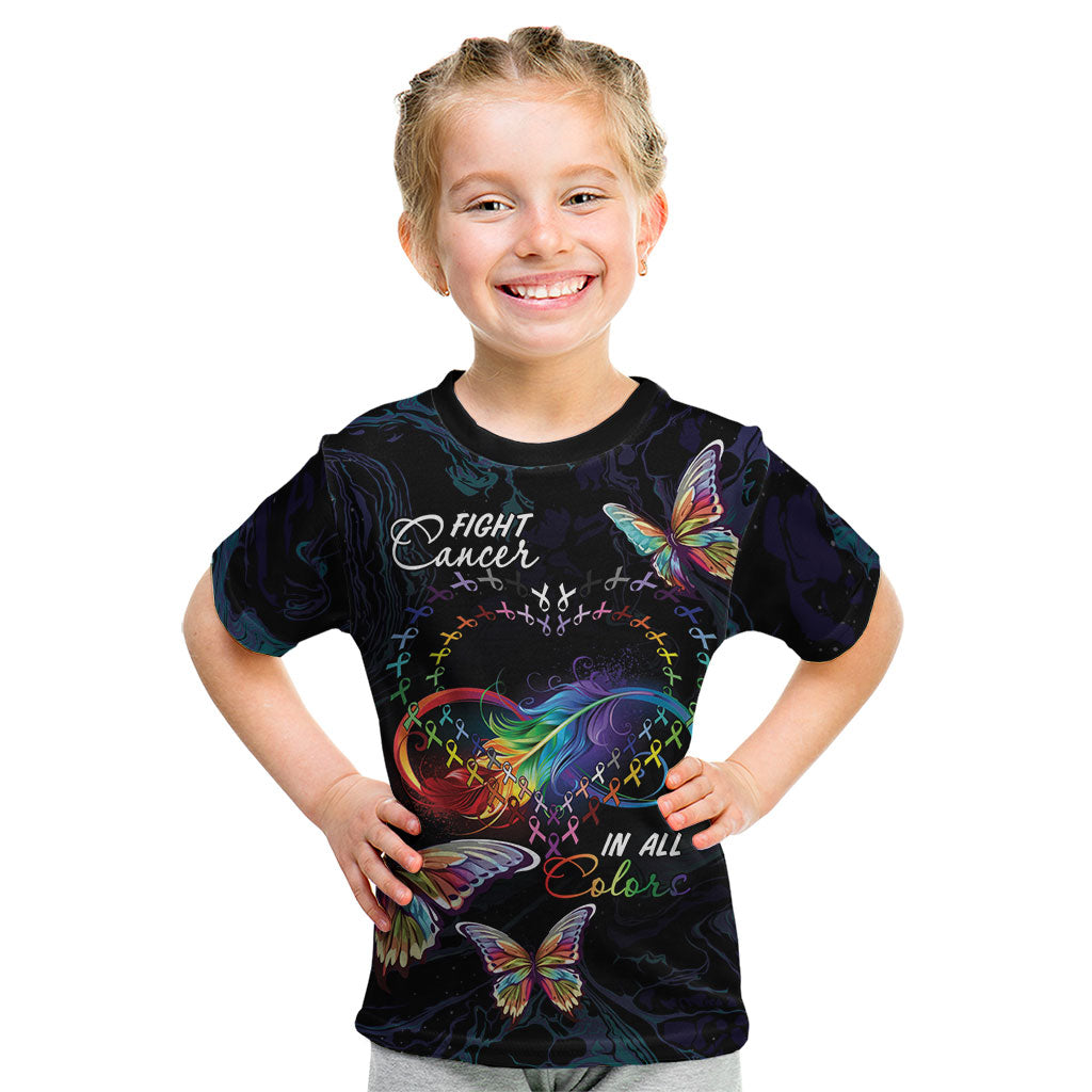 Fight Cancer In All Colors Personalized Kid T Shirt Whimsical Butterflies