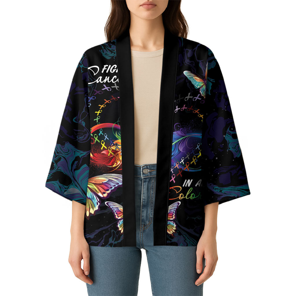 Fight Cancer In All Colors Personalized Kimono Whimsical Butterflies