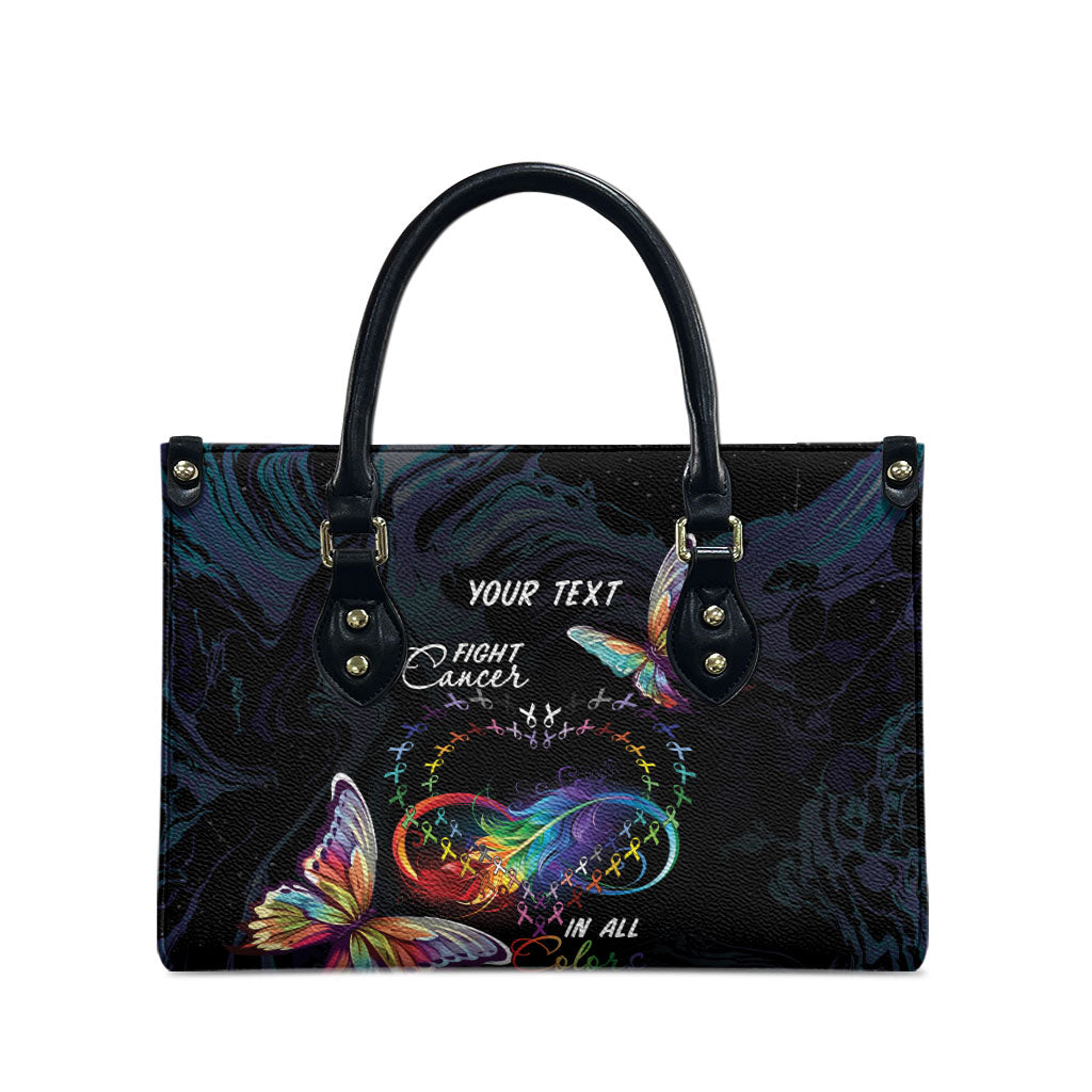 Fight Cancer In All Colors Personalized Leather Bag Whimsical Butterflies