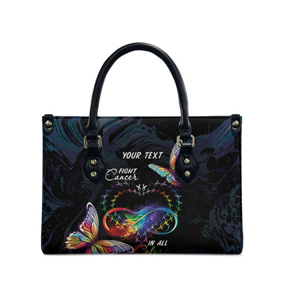Fight Cancer In All Colors Personalized Leather Bag Whimsical Butterflies