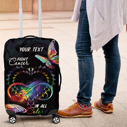Fight Cancer In All Colors Personalized Luggage Cover Whimsical Butterflies
