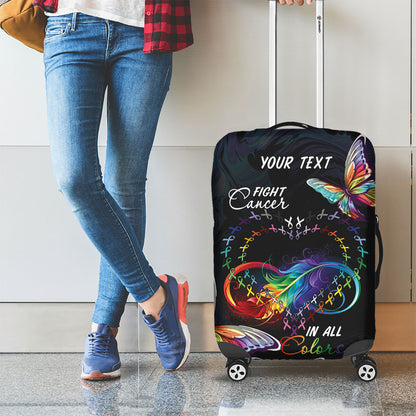 Fight Cancer In All Colors Personalized Luggage Cover Whimsical Butterflies