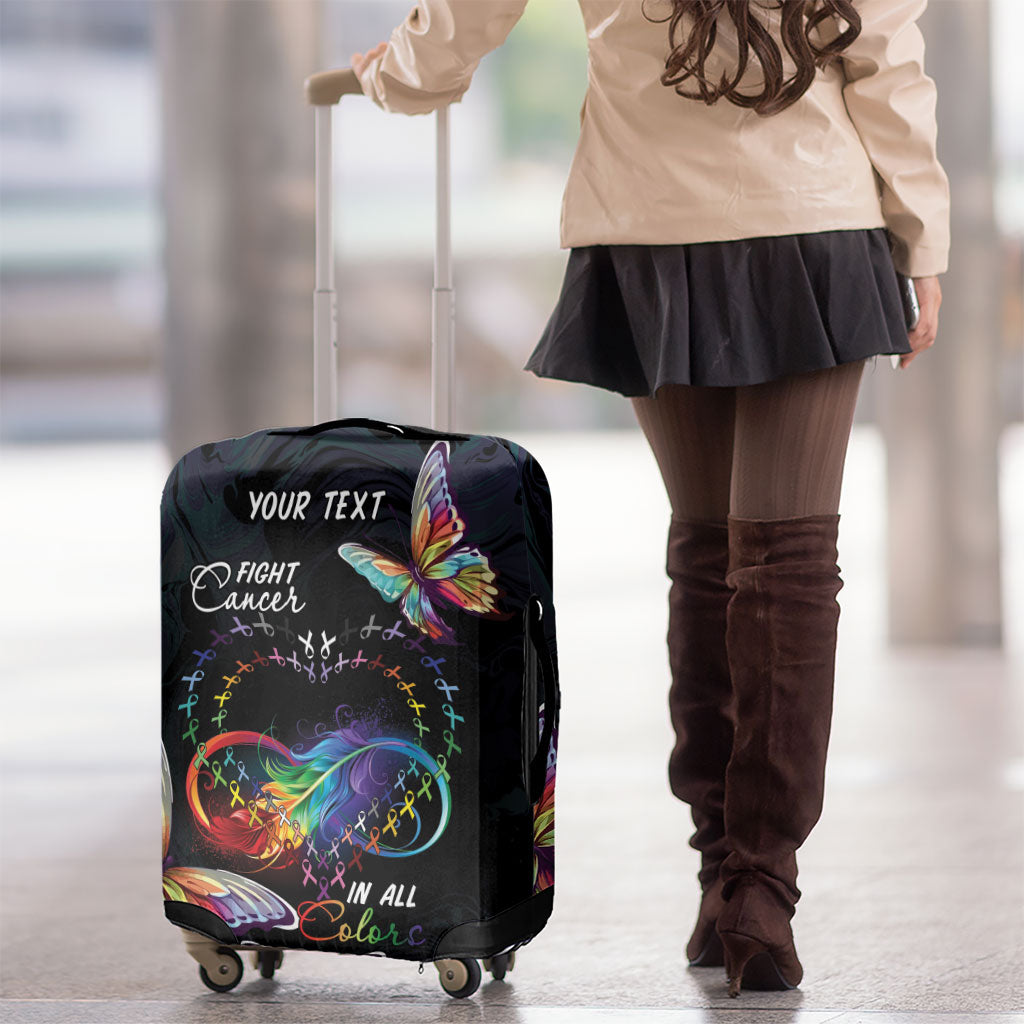 Fight Cancer In All Colors Personalized Luggage Cover Whimsical Butterflies