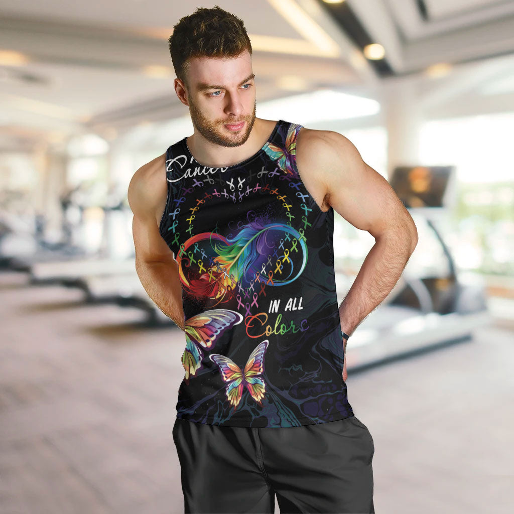 Fight Cancer In All Colors Personalized Men Tank Top Whimsical Butterflies