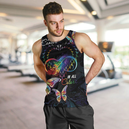 Fight Cancer In All Colors Personalized Men Tank Top Whimsical Butterflies