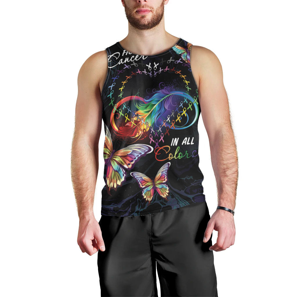 Fight Cancer In All Colors Personalized Men Tank Top Whimsical Butterflies