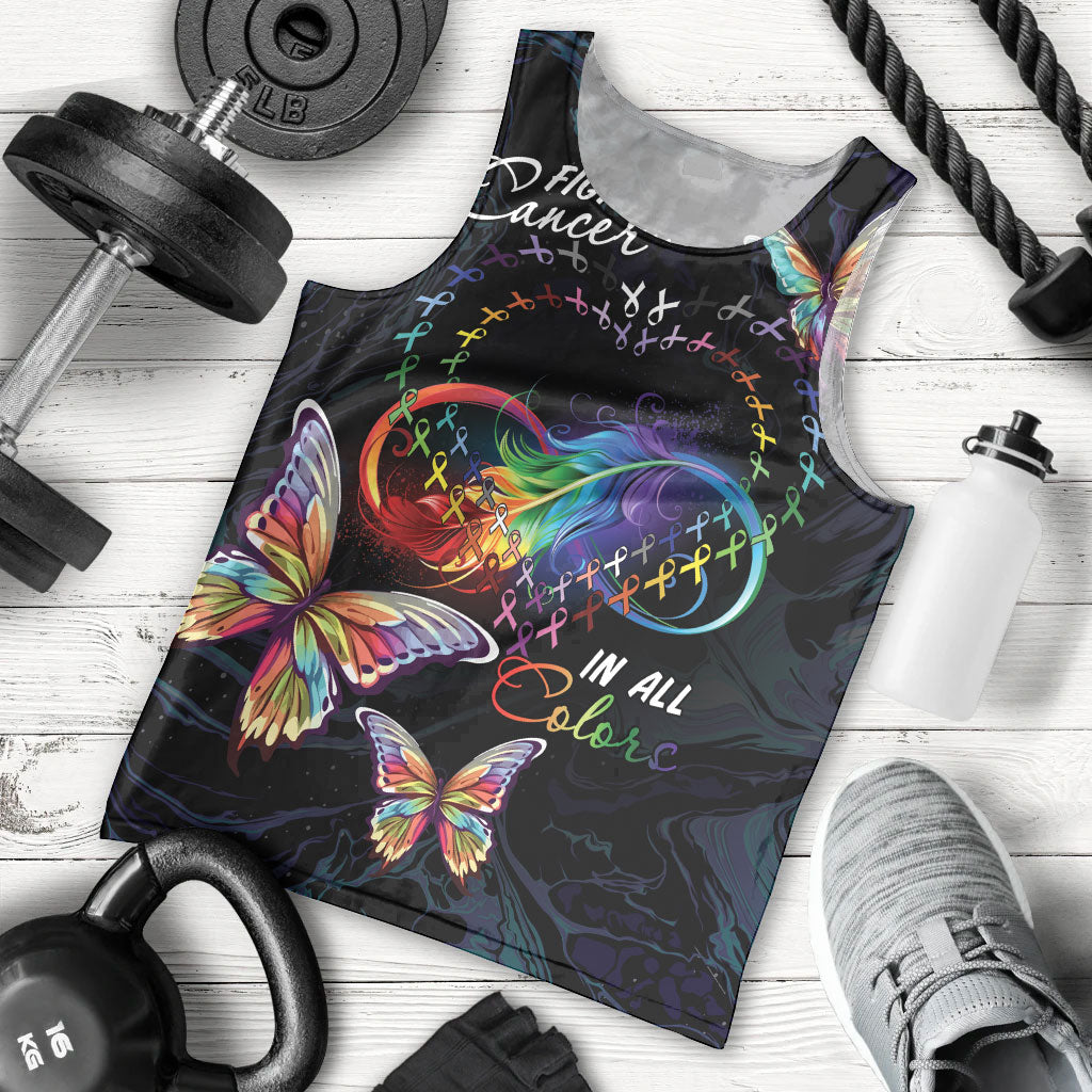Fight Cancer In All Colors Personalized Men Tank Top Whimsical Butterflies
