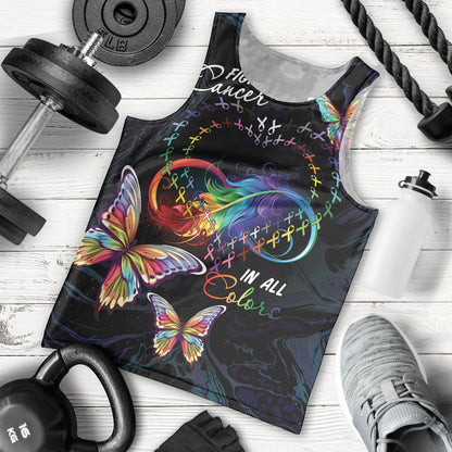Fight Cancer In All Colors Personalized Men Tank Top Whimsical Butterflies