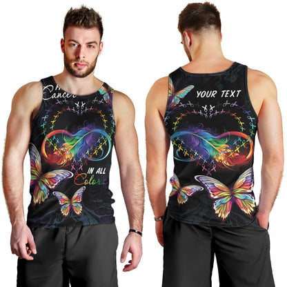 Fight Cancer In All Colors Personalized Men Tank Top Whimsical Butterflies