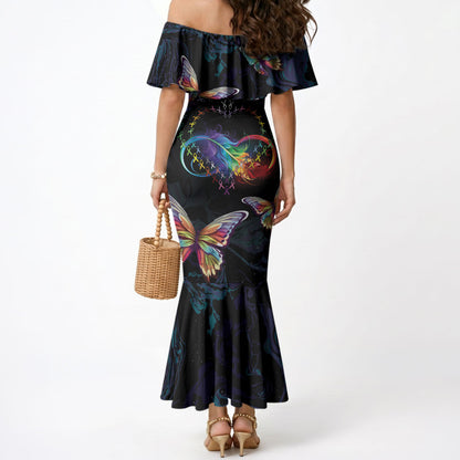 Fight Cancer In All Colors Personalized Mermaid Dress Whimsical Butterflies