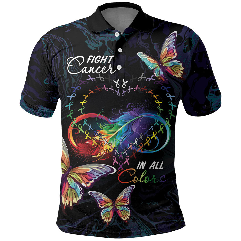 Fight Cancer In All Colors Personalized Polo Shirt Whimsical Butterflies