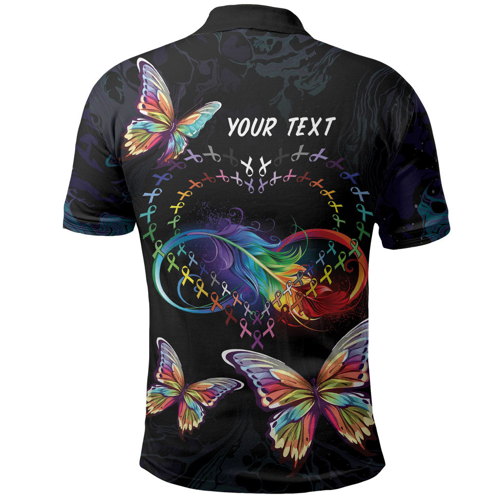 Fight Cancer In All Colors Personalized Polo Shirt Whimsical Butterflies