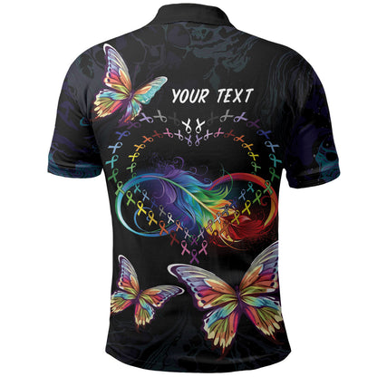 Fight Cancer In All Colors Personalized Polo Shirt Whimsical Butterflies