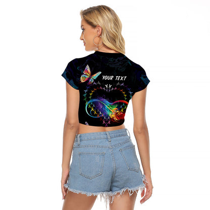 Fight Cancer In All Colors Personalized Raglan Cropped T Shirt Whimsical Butterflies