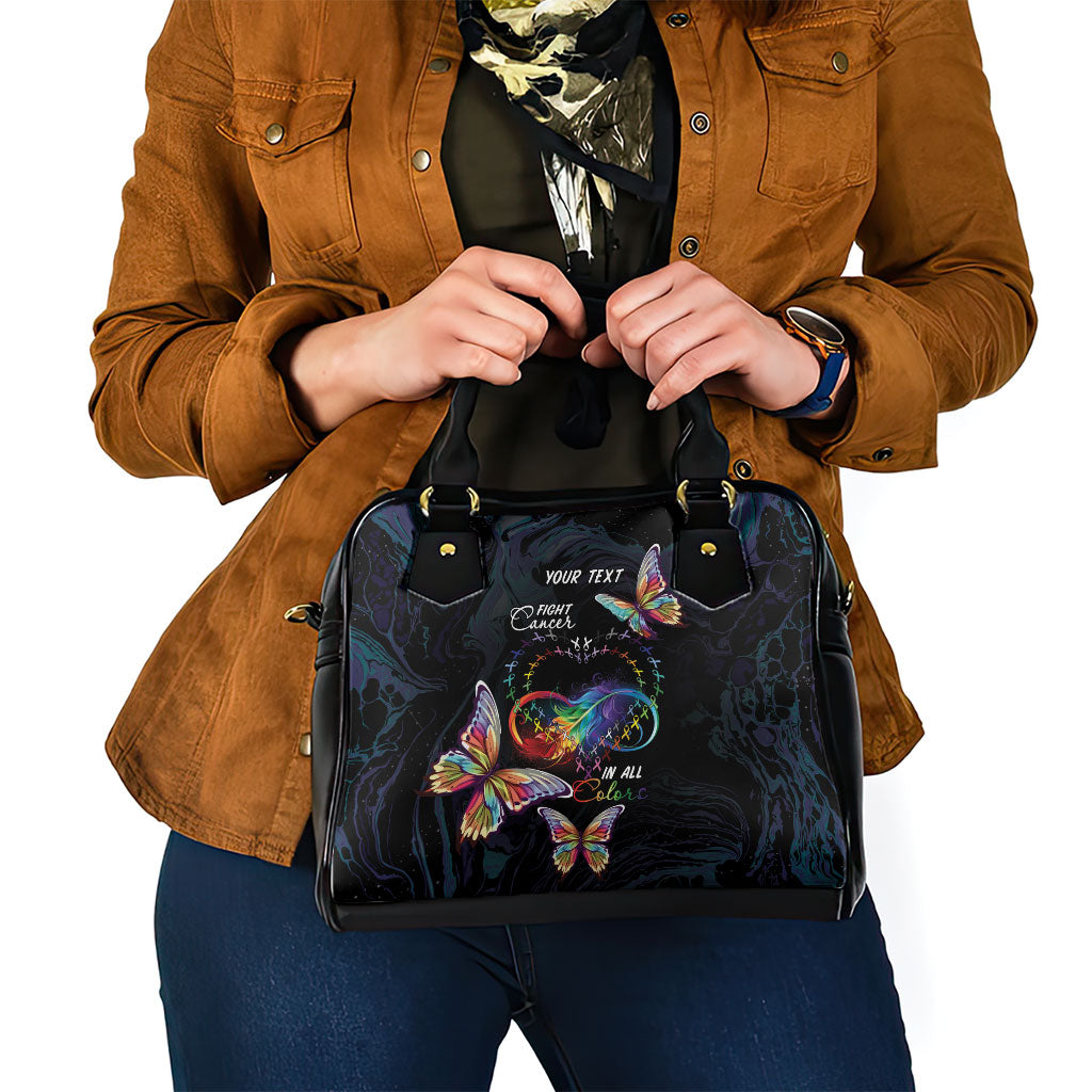 Fight Cancer In All Colors Personalized Shoulder Handbag Whimsical Butterflies