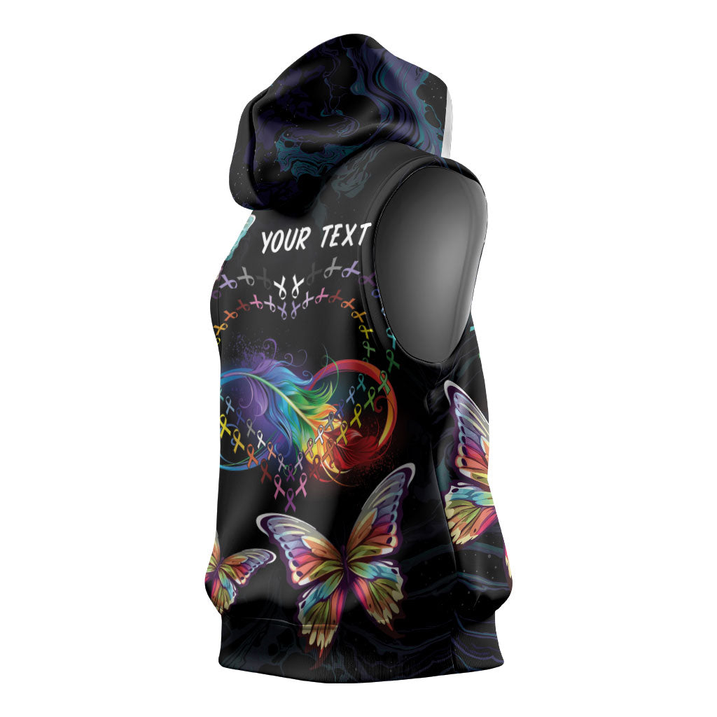 Fight Cancer In All Colors Personalized Sleeveless Hoodie Whimsical Butterflies
