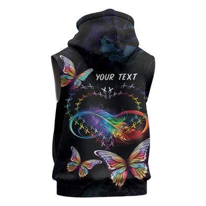 Fight Cancer In All Colors Personalized Sleeveless Zip Hoodie Whimsical Butterflies